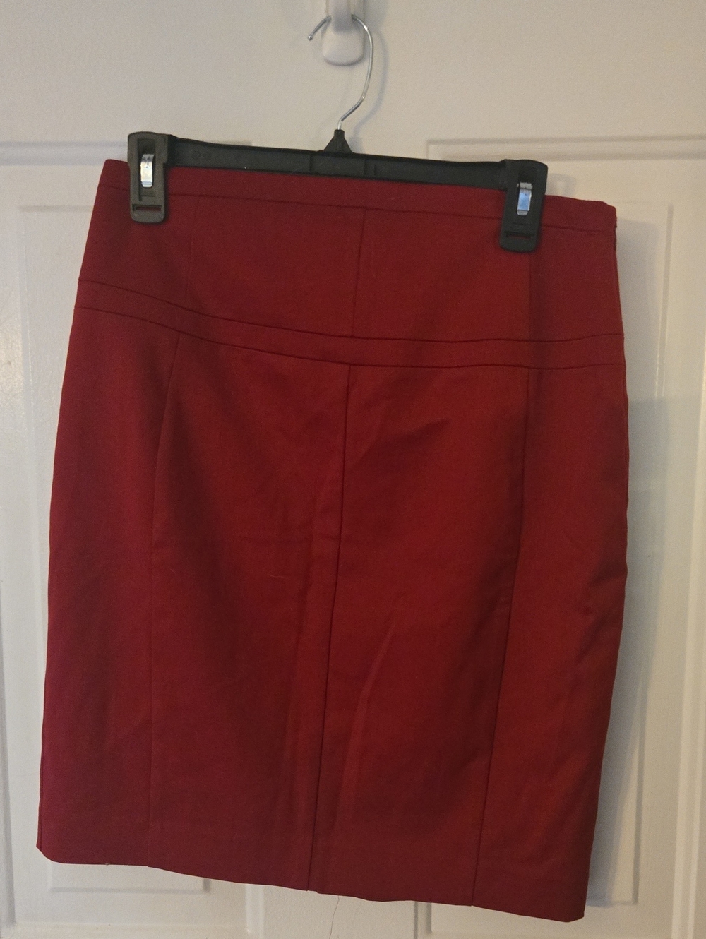 Express Red Fitted Pencil Skirt